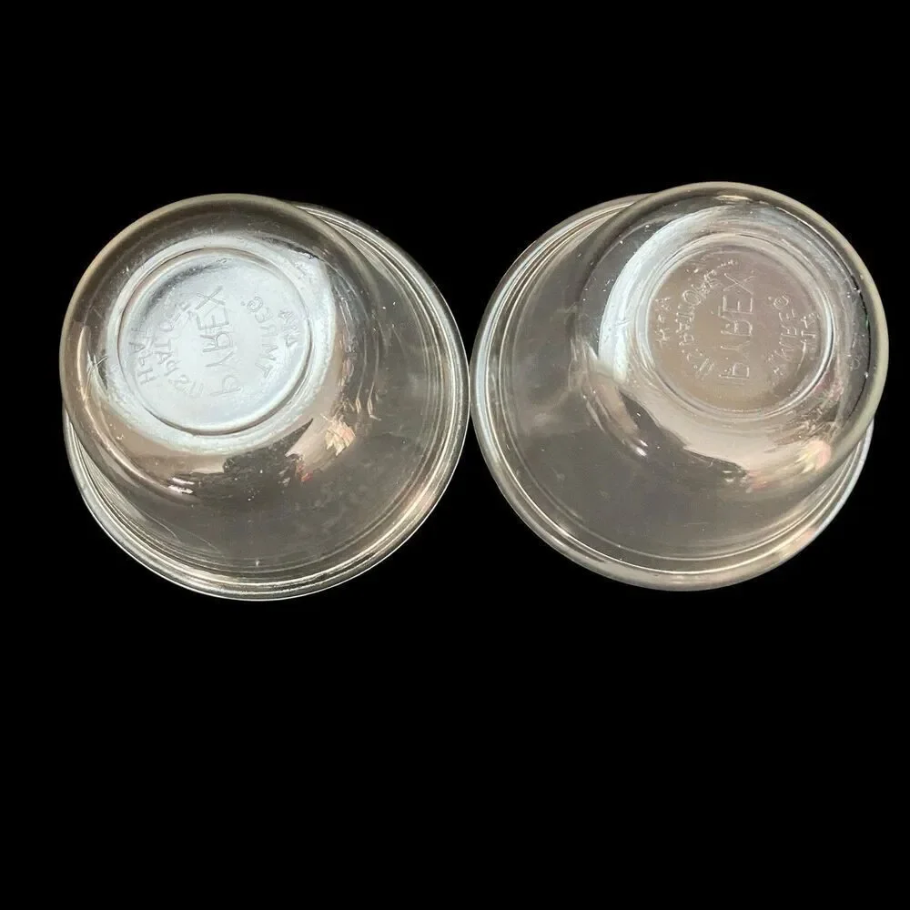 2 Vintage 1920's  Pyrex Custard Cups 414 Borosilicate Glass